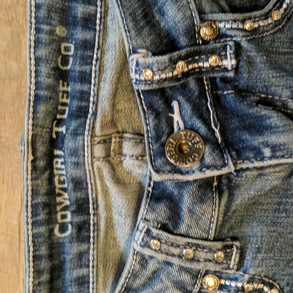 COWGIRL TUFF Sonora bootcut blingy Aztec embroidered blue jeans JS0N0R sz 24x33L - Picture 11 of 15